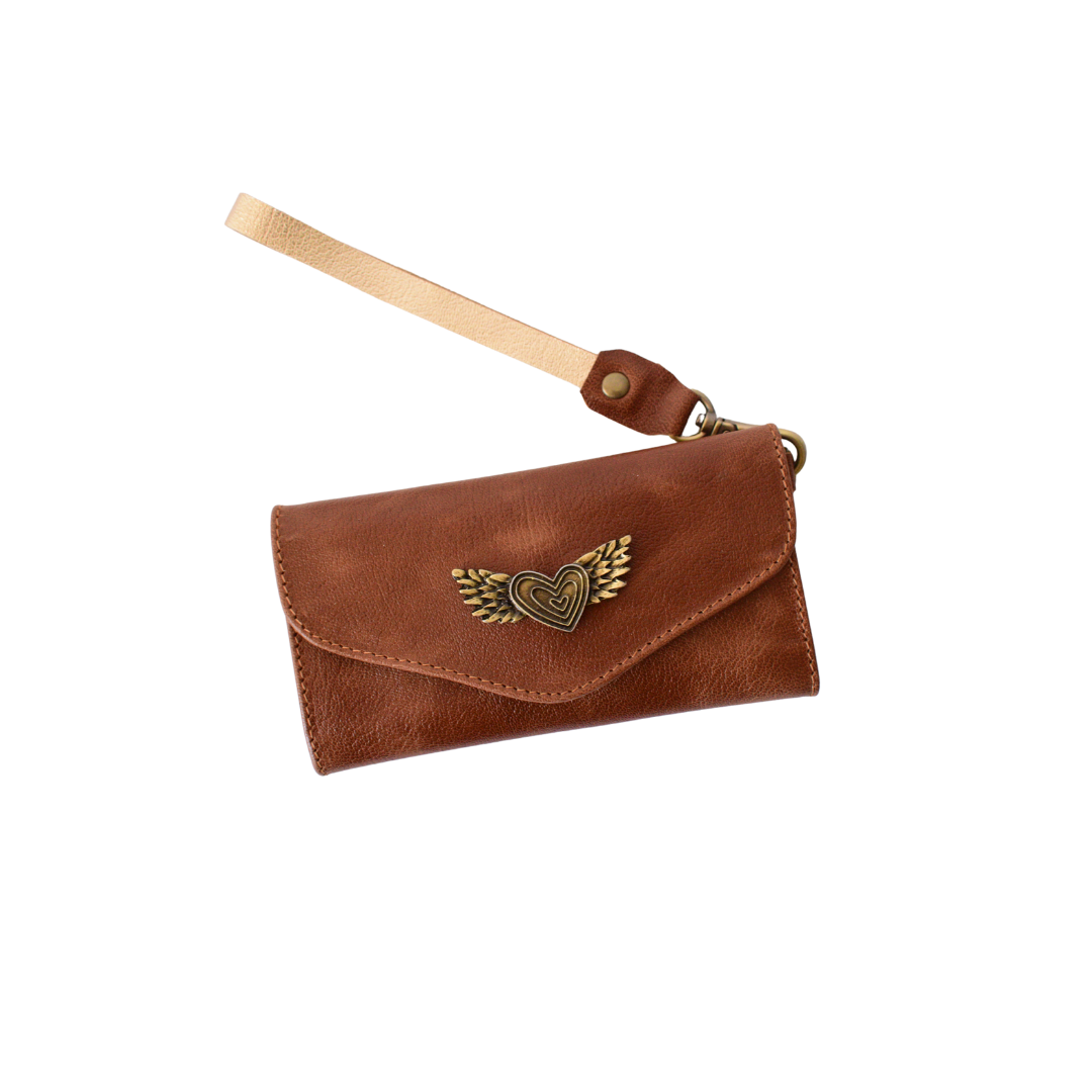 Billetera Flo Bicolor Café Engrasado con Dorado