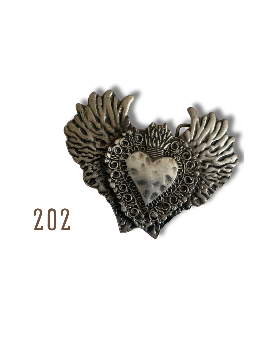 Hebilla Corazón Alas Plata 202