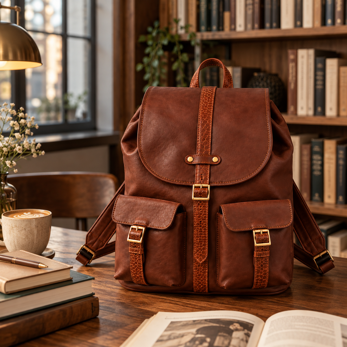 Mochila Ignacia Café/ Café Crocox NUEVO LANZAMIENTO -20%