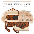 Pack Maxi Billetera Vainilla/ Print + Cinturón Café + Hebilla Leopardo (ENVÍO GRATIS)