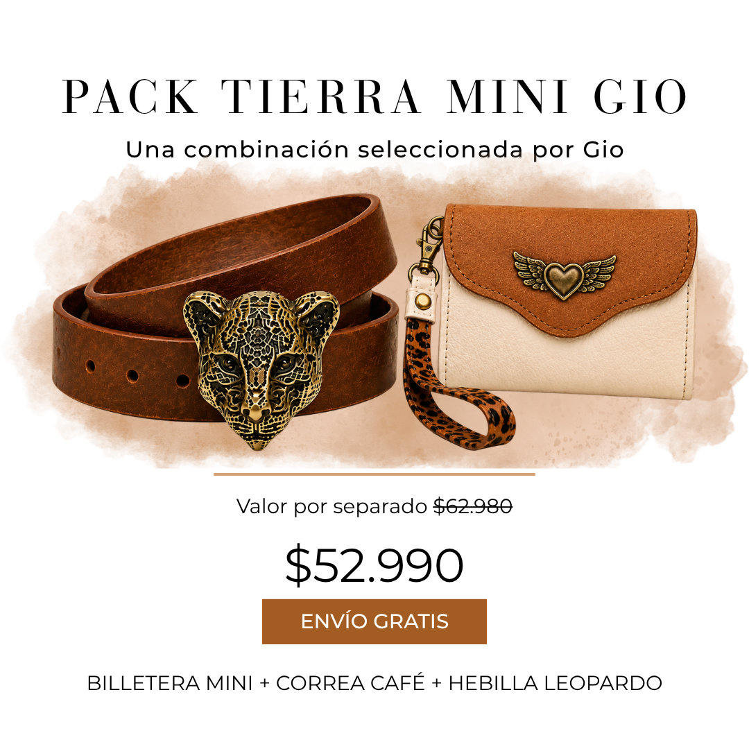 Pack Mini Billetera Blanco/ café/ Print + Cinturón Café + Hebilla Leopardo (ENVÍO GRATIS)