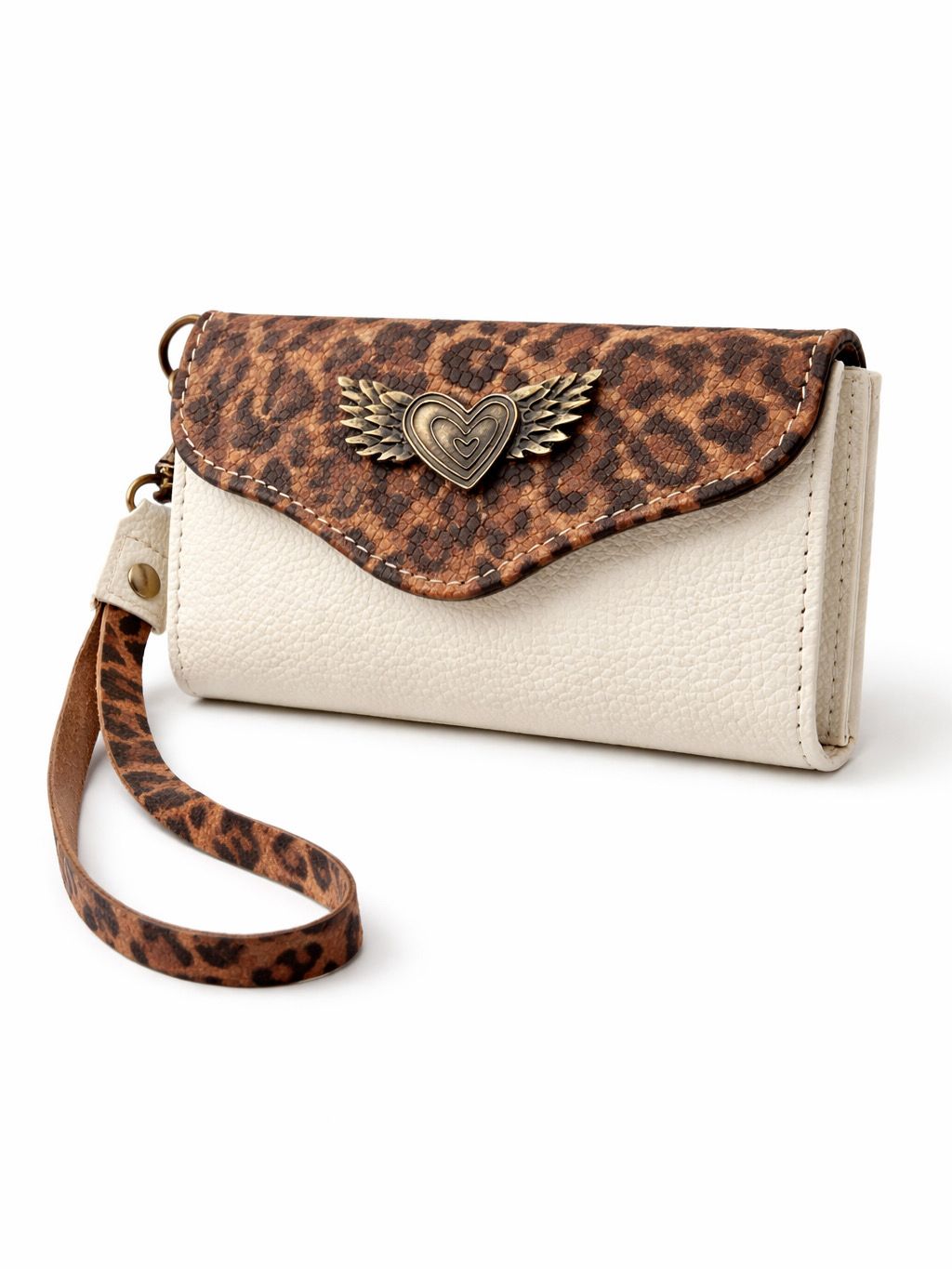 Billetera Mini Bicolor Blanco Vainilla con Print