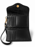 Billetera Mini Negro Crocox con Negro Liso