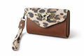 Billetera Mini Bicolor Café Engrasado con Print Blanco
