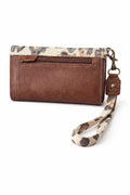 Billetera Mini Bicolor Café Engrasado con Print Blanco