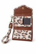 Billetera Mini Bicolor Café Engrasado con Print Blanco