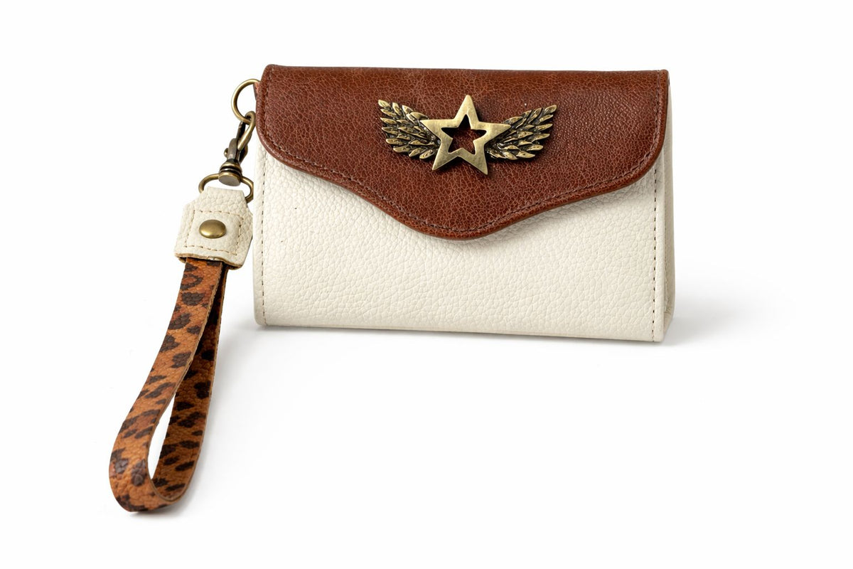 Billetera Mini Blanco/ Café/ Print