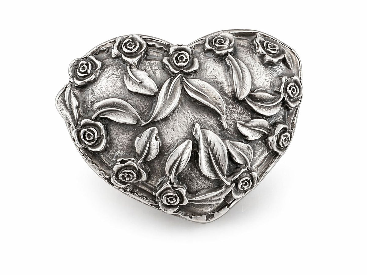 Hebilla Corazón Floral Plata 605