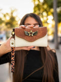 Billetera Mini Blanco/ Café claro/ Print