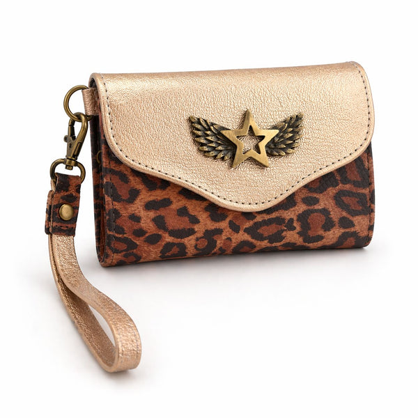 Billetera Mini Bicolor Print con Dorado