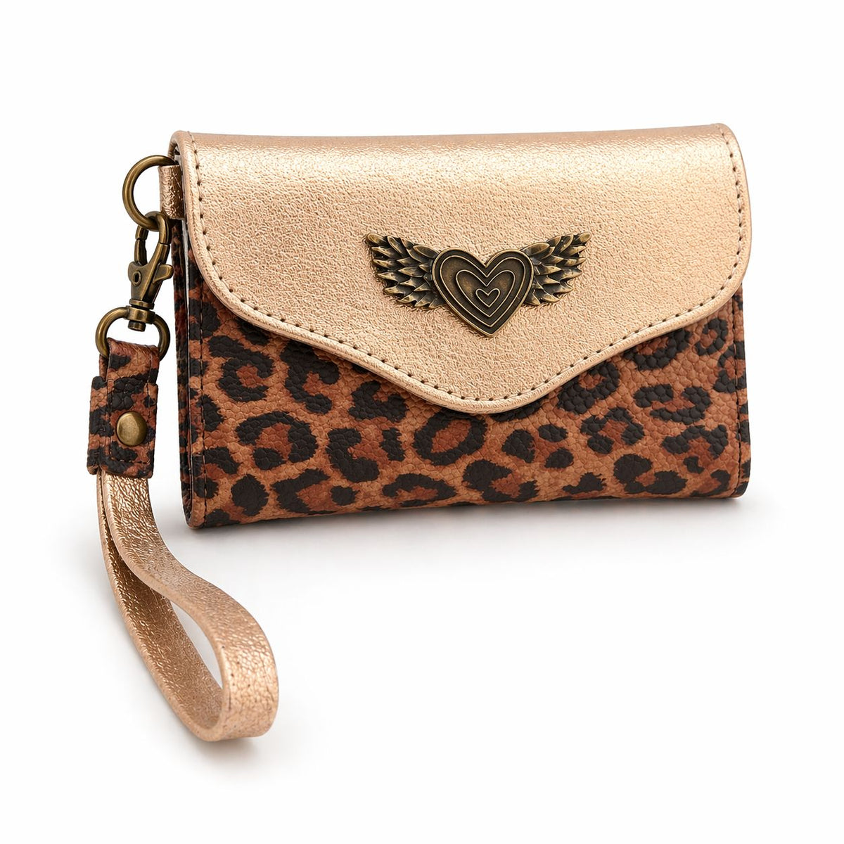 Billetera Mini Bicolor Print con Dorado