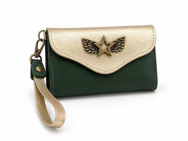 Billetera Mini Bicolor verde con dorado