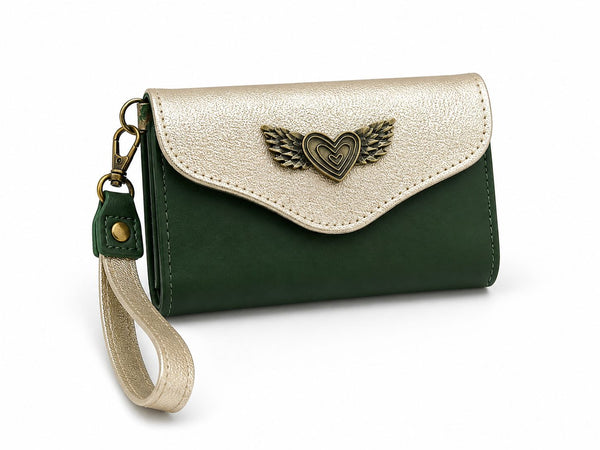 Billetera Mini Bicolor verde con dorado