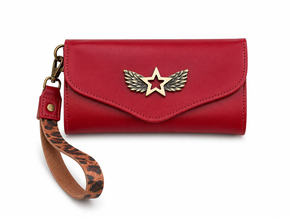 Billetera Maxi Roja con Print