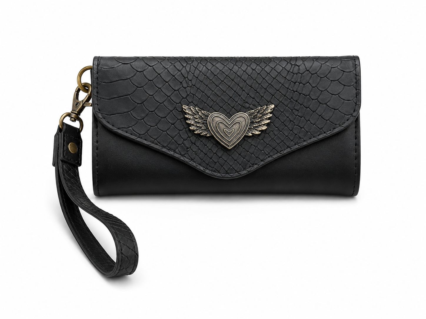 Billetera Maxi Negra con Negro Crocox