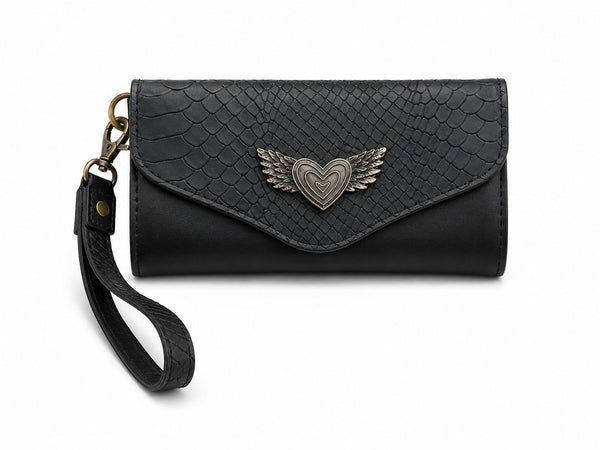 Billetera Maxi Negra con Negro Crocox