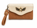 Billetera Mini Bicolor Café Claro con Dorado
