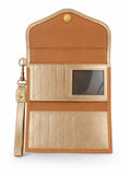 Billetera Maxi Café Claro con Dorado