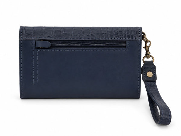 Billetera Maxi azul liso con azul crocox