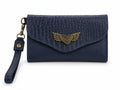 Billetera Maxi azul liso con azul crocox