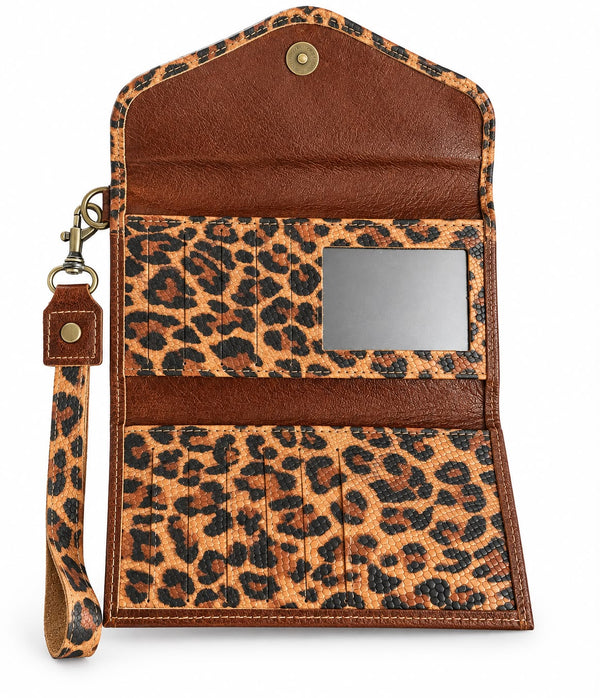 Billetera Maxi Bicolor Café con Print
