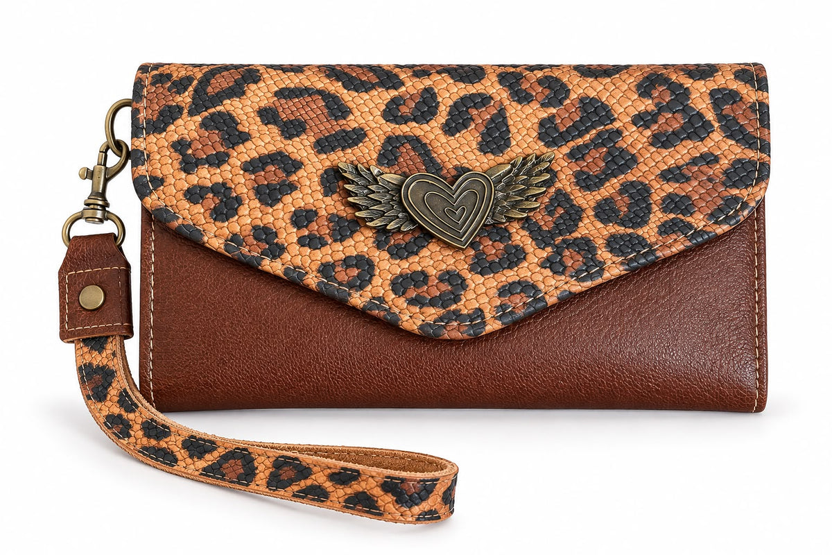 Billetera Maxi Bicolor Café con Print