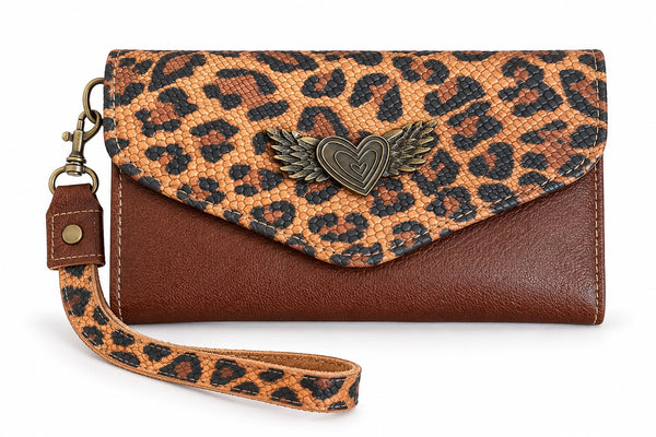 Billetera Maxi Bicolor Café con Print