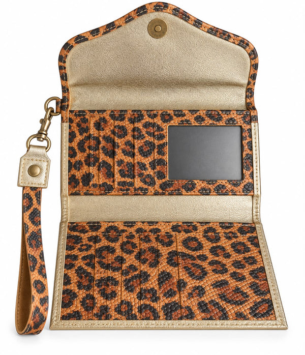 Billetera Maxi Bicolor Dorado con Print