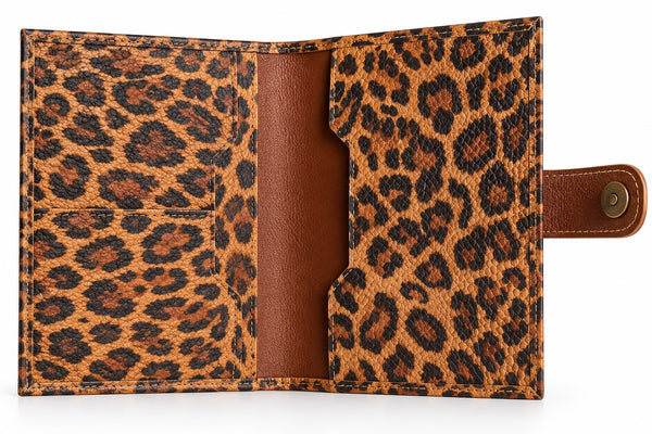 Porta Pasaporte Nela Animal Print con Café