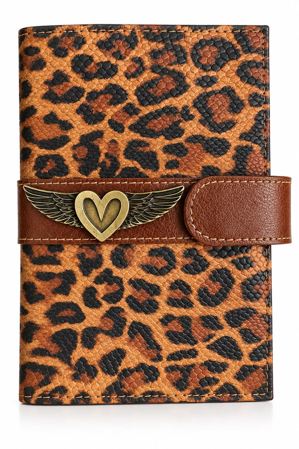 Porta Pasaporte Nela Animal Print con Café